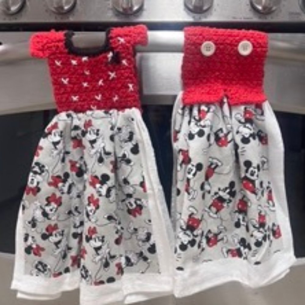 Handcrafted Crocheted  Kitchen Towel Topper Set